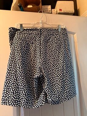 SPANX Navy and White Polka Dot Shorts